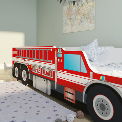 Lit de voiture lit d'enfant lit d'adolescent 70x140 | 80x160 cm avec protection antichute et matelas (en option) lit de jeu pour enfants pompiers