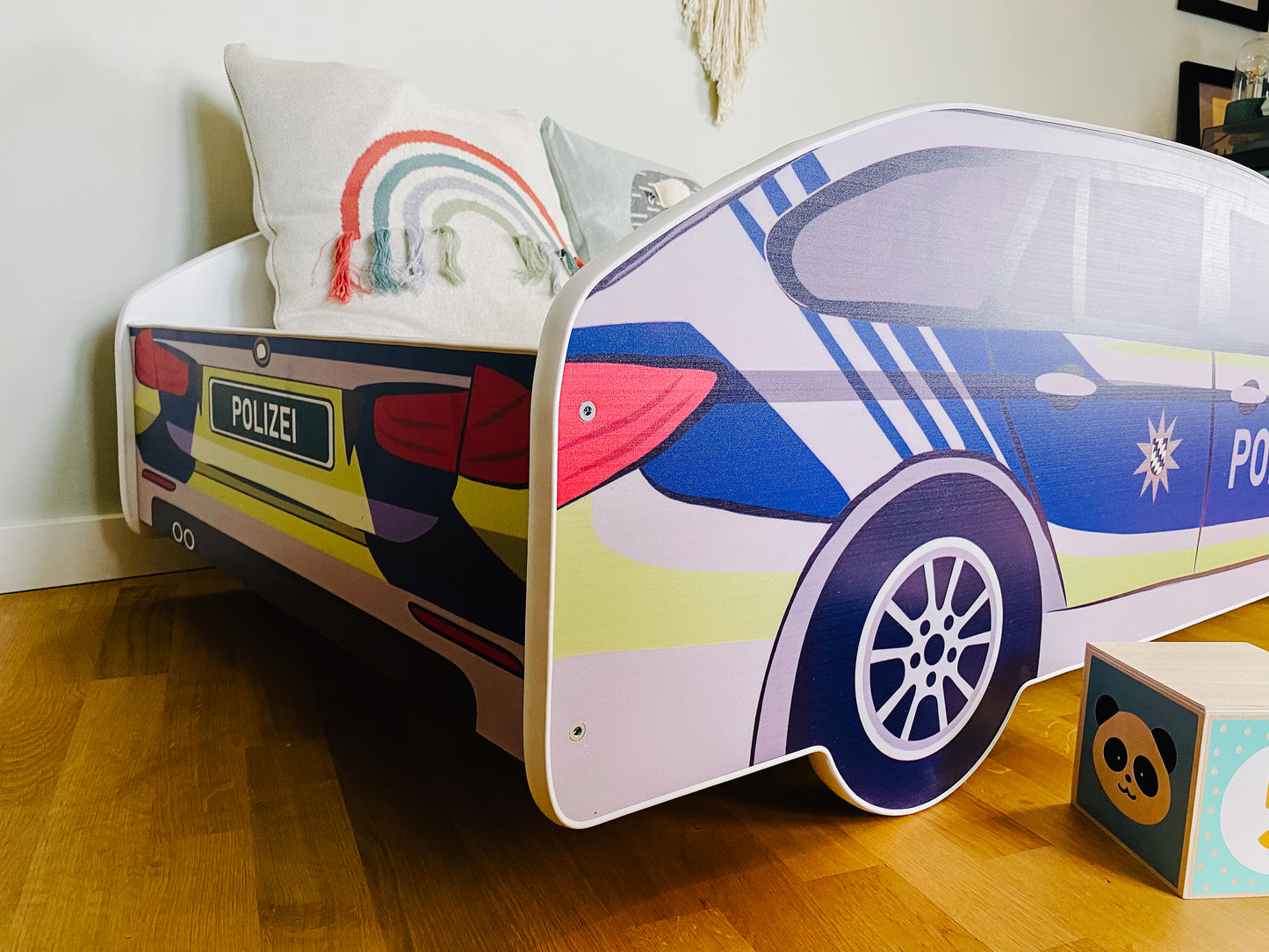 Autobett Kinderbett Jugendbett 70x140 | 80x160 cm mit Rausfallschutz und Matratze (optional) | Polizei