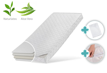 Matelas enfant 60x120 | 70x140 | 80x160 | 80x180 | 90x200 cm LATEX ROYAL avec housse à l'aloe vera et deux degrés de dureté, 10 cm de hauteur, matelas enfant pour lit bébé, poids corporel jusqu'à 60 kg