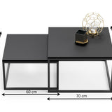 Couchtisch 2er Set 42cm und 36cm hoch, Beistelltisch Loft Design, 2 in 1 Verschachtelung, kratzfeste Oberfläche, Wohnzimmer