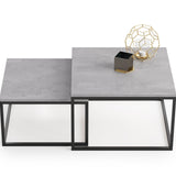 Couchtisch 2er Set 42cm und 36cm hoch, Beistelltisch Loft Design, 2 in 1 Verschachtelung, kratzfeste Oberfläche, Wohnzimmer