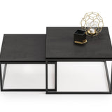 Couchtisch 2er Set 42cm und 36cm hoch, Beistelltisch Loft Design, 2 in 1 Verschachtelung, kratzfeste Oberfläche, Wohnzimmer