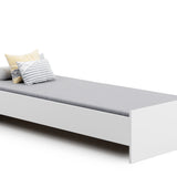 Lit enfant lit d'adolescent 90x200 cm blanc ou naturel avec matelas (en option) et sommier à lattes, bois MDF, lit d'appoint "Made in Europe"