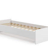 Lit enfant lit d'adolescent 90x200 cm blanc ou naturel avec matelas (en option) et sommier à lattes, bois MDF, lit d'appoint "Made in Europe"