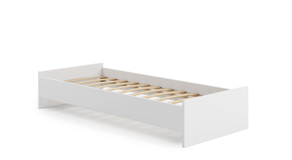 Lit enfant lit d'adolescent 90x200 cm blanc ou naturel avec matelas (en option) et sommier à lattes, bois MDF, lit d'appoint "Made in Europe"