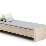 Lit enfant lit d'adolescent 90x200 cm blanc ou naturel avec matelas (en option) et sommier à lattes, bois MDF, lit d'appoint "Made in Europe"