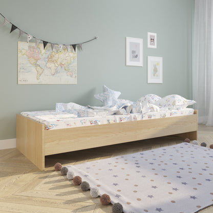 Kinderbett Jugendbett 90x200 cm weiß oder natur mit Matratze (optional) und Lattenrost, MDF-Holz, Gästebett "Made in Europe"