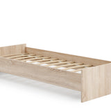 Lit enfant lit d'adolescent 90x200 cm blanc ou naturel avec matelas (en option) et sommier à lattes, bois MDF, lit d'appoint "Made in Europe"