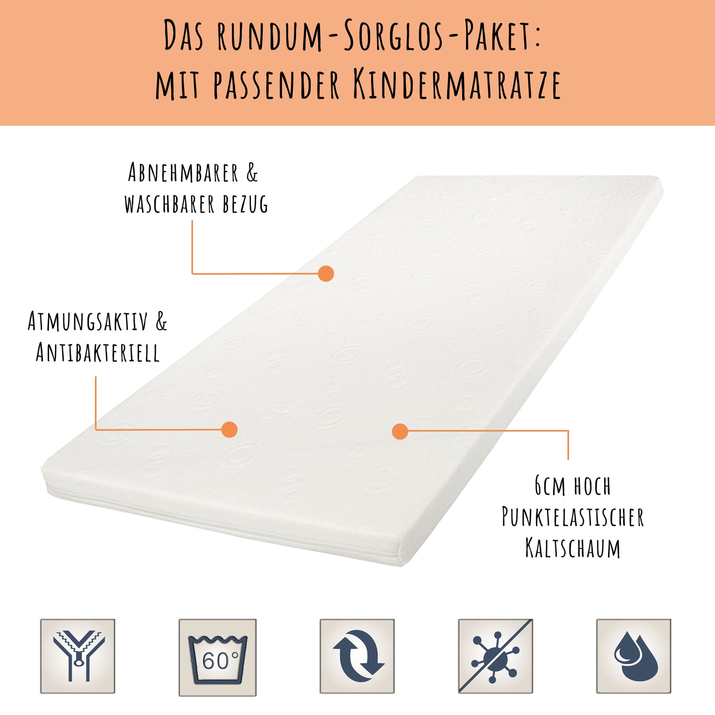 Lit enfant 80x160 | 80x180 | 90x200 cm avec matelas, protection antichute, tiroir et sommier à lattes en coeur de lit fille blanc ou blanc-rose