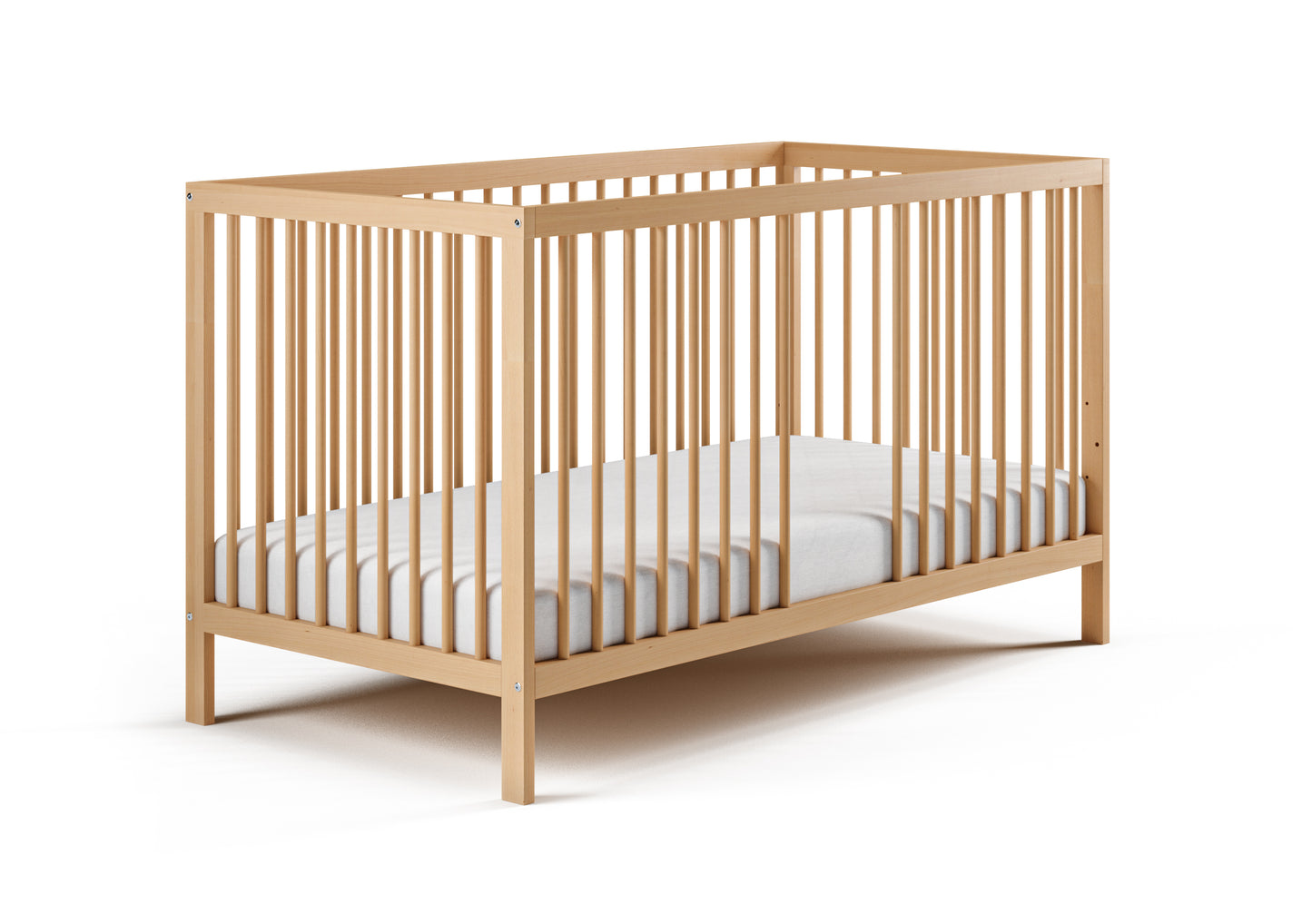 Lit bébé lit bébé 60x120 | Barreaux de 70 x 140 cm réglables en hauteur et amovibles, en option avec tiroir et matelas | Bois de hêtre blanc ou naturel très stable Fabriqué en Europe