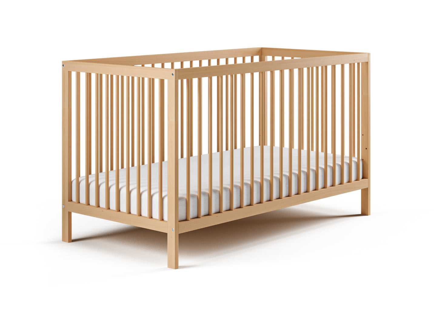 Babybett Kinderbett Gitterbett 60x120 | 70 x 140 cm höhenverstellbar & herausnehmbare Sprossen, optional mit Schublade und Matratze | Buchenholz weiss oder natur sehr stabil Made in Europe