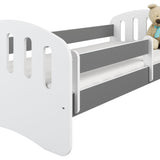 Kinderbett 80x160 | 80x180 cm mit Matratze, Schublade (optional), Rausfallschutz & Lattenrost in weiß, pink, grau oder natur Mädchen Jungen Bett