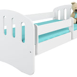 Kinderbett 80x160 | 80x180 cm mit Matratze, Schublade (optional), Rausfallschutz & Lattenrost in weiß, pink, grau oder natur Mädchen Jungen Bett