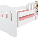 Kinderbett 80x160 | 80x180 cm mit Matratze, Schublade (optional), Rausfallschutz & Lattenrost in weiß, pink, grau oder natur Mädchen Jungen Bett