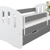 Kinderbett 80x160 | 80x180 cm mit Matratze, Schublade (optional), Rausfallschutz & Lattenrost in weiß, pink, grau oder natur Mädchen Jungen Bett