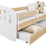 Kinderbett 80x160 | 80x180 cm mit Matratze, Schublade (optional), Rausfallschutz & Lattenrost in weiß, pink, grau oder natur Mädchen Jungen Bett