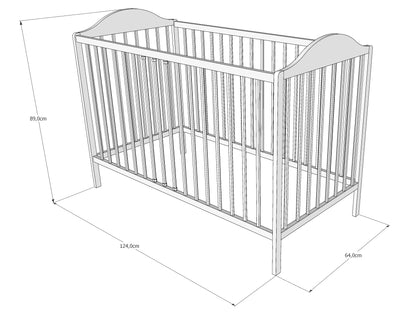 Babybett Gitterbett 60x120 cm mit Matratze (optional) höhenverstellbar | herausnehmbare Sprossen Stäbe weiß, grau oder natur Made in Europe