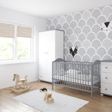 Lit bébé lit bébé 60x120 cm avec matelas (en option) réglable en hauteur | Barreaux à échelons amovibles blancs, gris ou naturels Fabriqué en Europe