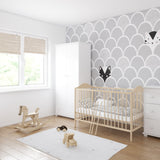 Lit bébé lit bébé 60x120 cm avec matelas (en option) réglable en hauteur | Barreaux à échelons amovibles blancs, gris ou naturels Fabriqué en Europe