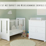 Wickelkommode Kommode Wickeltisch mit Wickelaufsatz mit 3 Schubladen und Kleine Prinzessin Gravur in weiss pink Mädchen Made in Europe