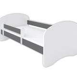 Lit enfant 70x140 | 80x160 | 80x180 cm avec matelas, tiroir (en option), protection antichute &amp; sommier à lattes en lit garçon fille blanc, rose, gris ou naturel