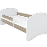 Lit enfant 70x140 | 80x160 | 80x180 cm avec matelas, tiroir (en option), protection antichute &amp; sommier à lattes en lit garçon fille blanc, rose, gris ou naturel