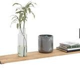 Étagère murale de 90 cm de large, étagère murale en bois foncé avec supports en métal noir, étagère, livres, tableaux, décoration, salon, chambre, salle à manger, couloir