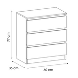 Kommode weiß mit drei, vier oder fünf Schubladen, Schlafzimmer Flur kleiner Nachttisch, Schrank, Sideboard, Highboard, Breite 60 cm