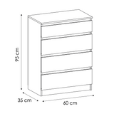 Kommode weiß mit drei, vier oder fünf Schubladen, Schlafzimmer Flur kleiner Nachttisch, Schrank, Sideboard, Highboard, Breite 60 cm