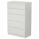Kommode weiß mit drei, vier oder fünf Schubladen, Schlafzimmer Flur kleiner Nachttisch, Schrank, Sideboard, Highboard, Breite 60 cm