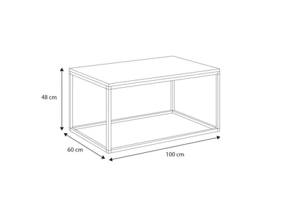 Table basse noir ou blanc, table d'appoint design loft, surface résistante aux rayures, table d'appoint de salon 100x60x48 cm (LxLxH)