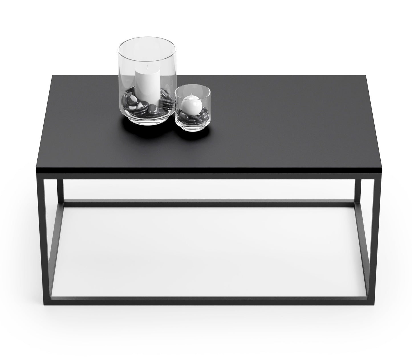 Table basse noir ou blanc, table d'appoint design loft, surface résistante aux rayures, table d'appoint de salon 100x60x48 cm (LxLxH)