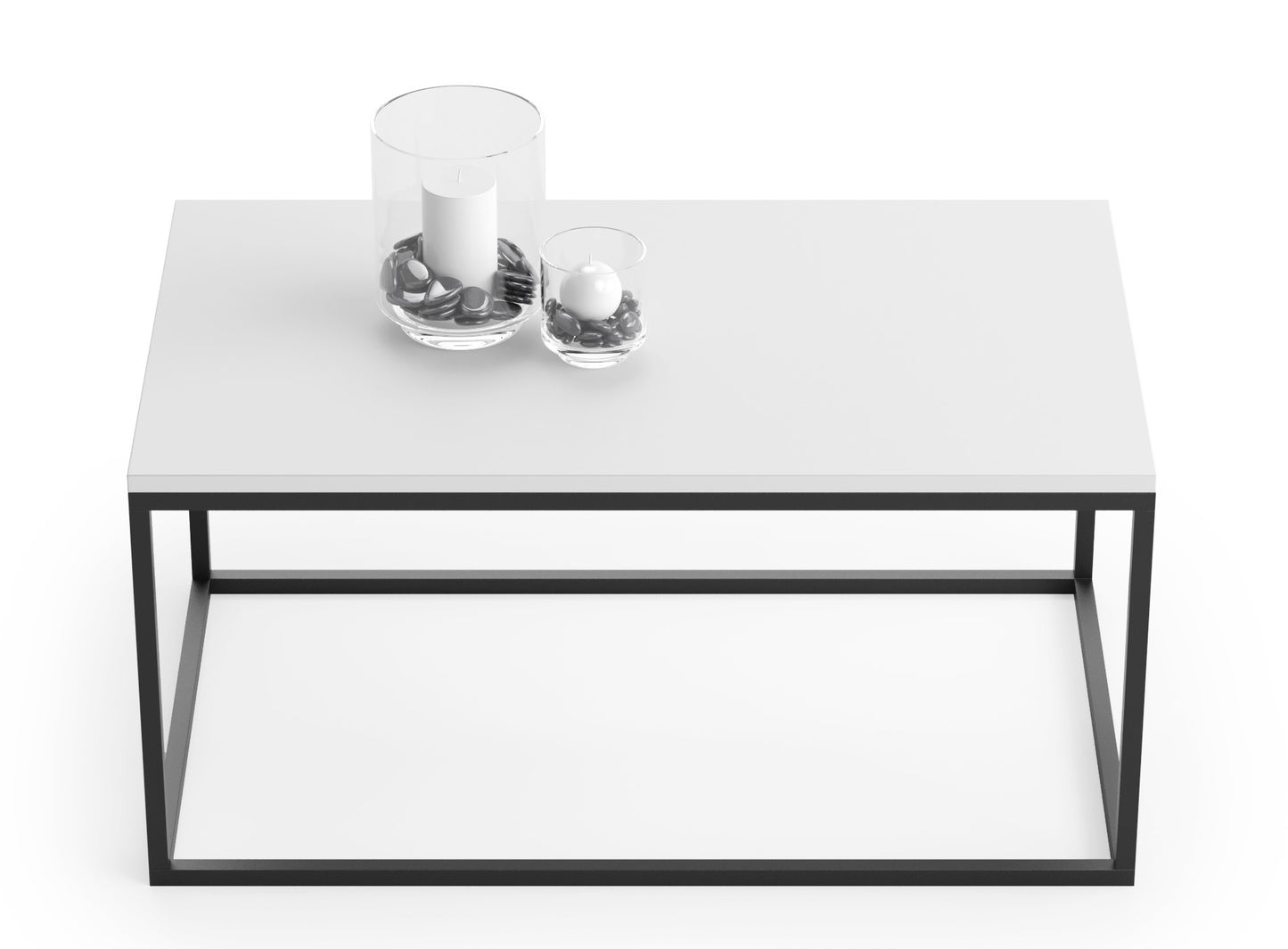 Table basse noir ou blanc, table d'appoint design loft, surface résistante aux rayures, table d'appoint de salon 100x60x48 cm (LxLxH)