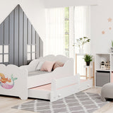 Lit fille avec lit gigogne, lit enfant, lit fonctionnel 80x160 avec deux matelas et protection antichute en blanc avec motif princesse, fée, sirène ou éléphant