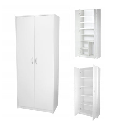 Armoire armoire polyvalente avec amortisseur de porte SOFT CLOSE (en option) blanc 74 cm largeur 180 cm hauteur avec quatre ou six étagères, classeur organisateur d'armoire domestique en bois MDF