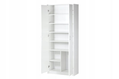 Armoire armoire polyvalente avec amortisseur de porte SOFT CLOSE (en option) blanc 74 cm largeur 180 cm hauteur avec quatre ou six étagères, classeur organisateur d'armoire domestique en bois MDF