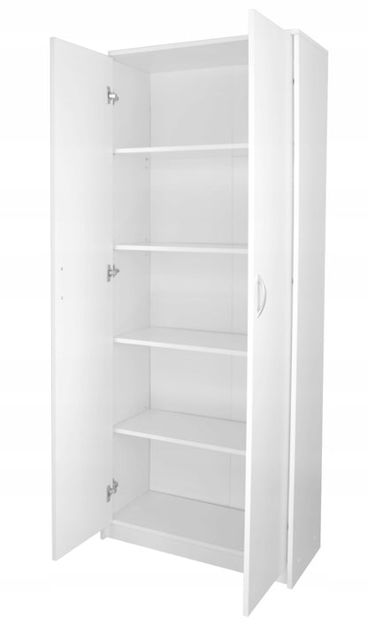 Armoire armoire polyvalente avec amortisseur de porte SOFT CLOSE (en option) blanc 74 cm largeur 180 cm hauteur avec quatre ou six étagères, classeur organisateur d'armoire domestique en bois MDF