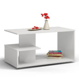 Couchtisch weiss, Artisan Eiche braun oder Sonoma, Beistelltisch Loft Design, kratzfeste Oberfläche, Wohnzimmer Couch Tisch Beistell 91x51x40 cm (LxBxH)