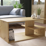 Couchtisch weiss, Artisan Eiche braun oder Sonoma, Beistelltisch Loft Design, kratzfeste Oberfläche, Wohnzimmer Couch Tisch Beistell 91x51x40 cm (LxBxH)