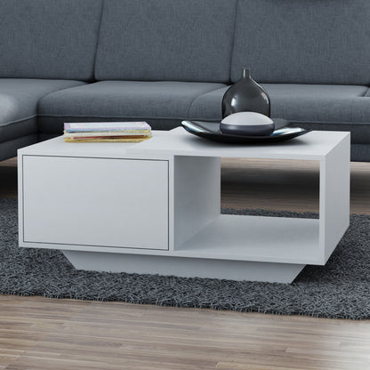 Table basse blanche ou Sonoma, table d'appoint design loft, surface résistante aux rayures, table d'appoint de salon 90x60x42 cm (LxLxH)