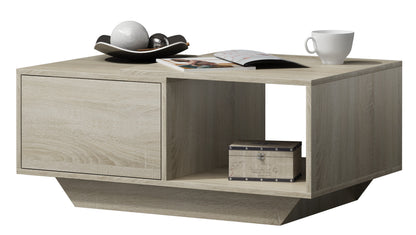 Table basse blanche ou Sonoma, table d'appoint design loft, surface résistante aux rayures, table d'appoint de salon 90x60x42 cm (LxLxH)