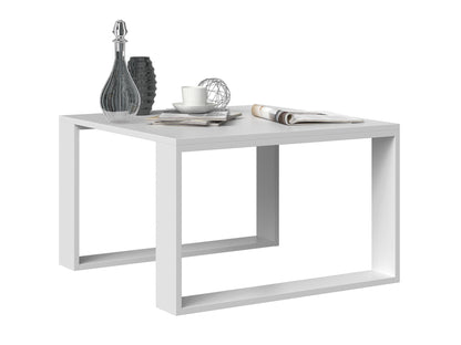 Table basse blanc ou noir/blanc, table d'appoint design loft, surface résistante aux rayures, table d'appoint de salon 67x67x40 cm (LxLxH)