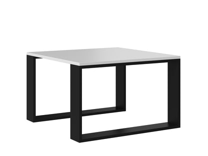 Table basse blanc ou noir/blanc, table d'appoint design loft, surface résistante aux rayures, table d'appoint de salon 67x67x40 cm (LxLxH)