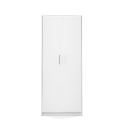 Armoire polyvalente blanche 74 cm largeur 180 cm hauteur avec six étagères et compartiment supplémentaire, classeur organisateur d'armoire domestique en bois MDF