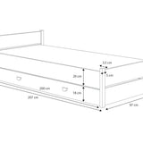 Lit enfant lit jeune 90x200 cm avec matelas (en option), tiroir et sommier à lattes en blanc lit fille garçon
