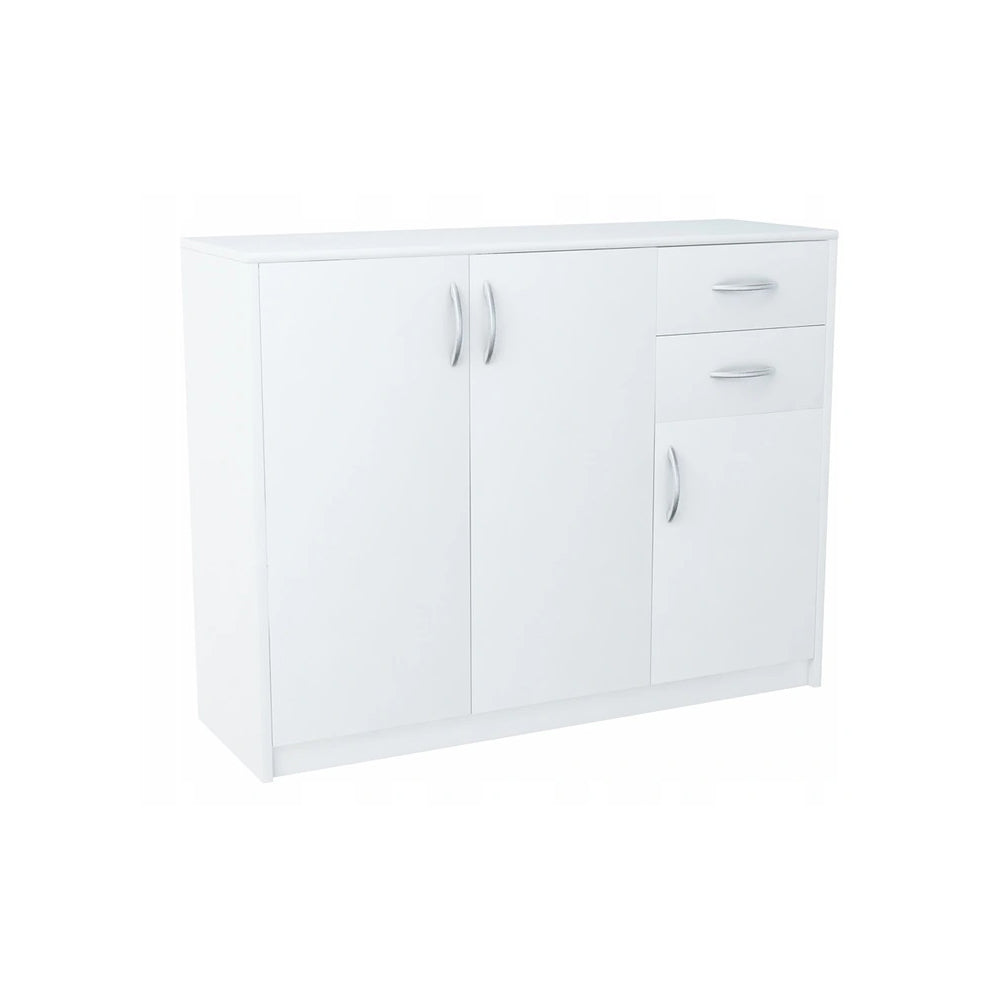 Kommode mit 2 Schubladen, schmal in weiß, Highboard Sideboard Mehrzweckschrank Schrank Schlafzimmer