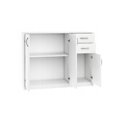 Kommode mit 2 Schubladen, schmal in weiß, Highboard Sideboard Mehrzweckschrank Schrank Schlafzimmer