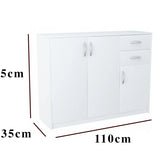 Kommode mit 2 Schubladen, schmal in weiß, Highboard Sideboard Mehrzweckschrank Schrank Schlafzimmer