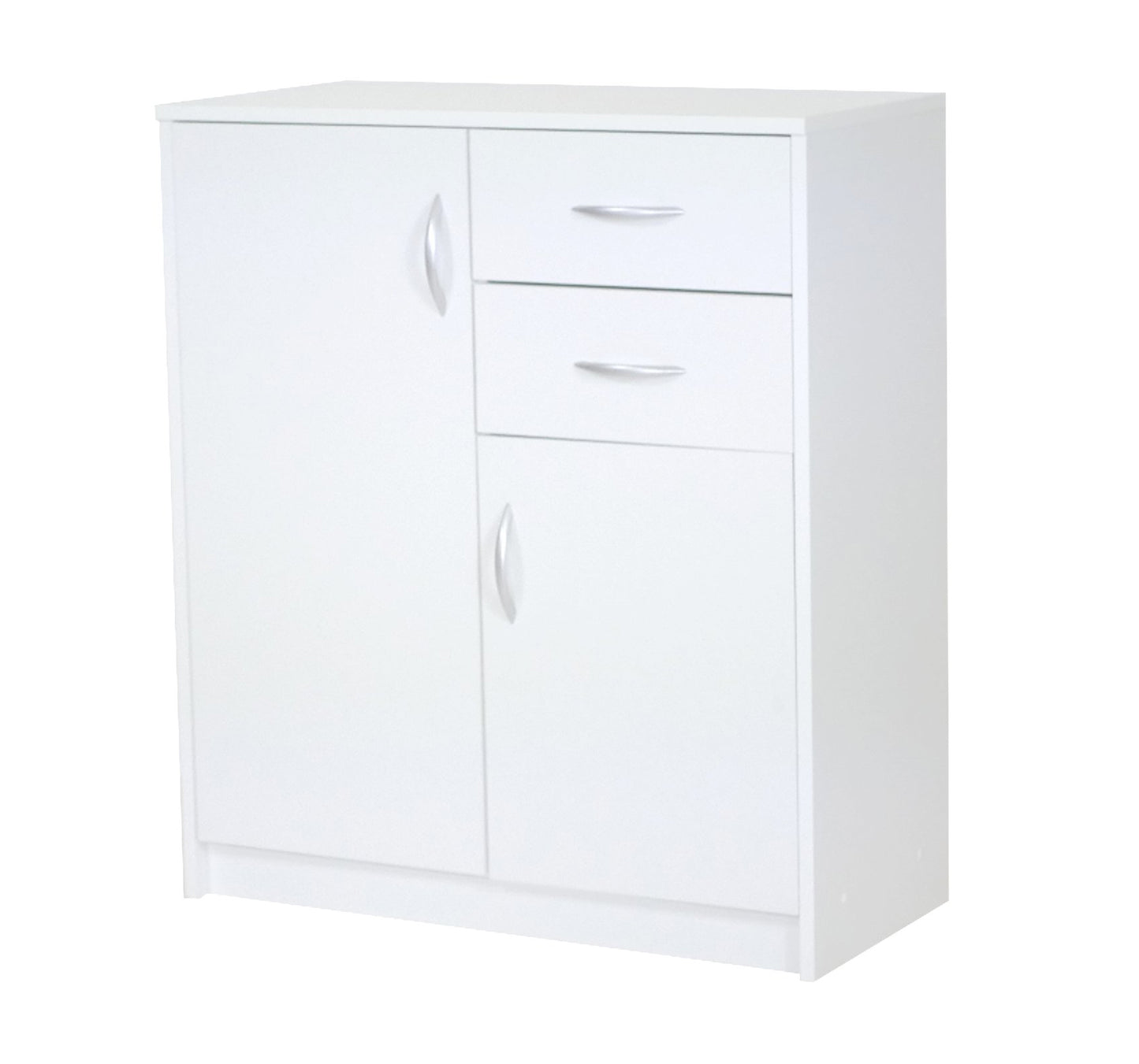 Kommode mit 2 Schubladen, schmal in weiß, Highboard Sideboard Mehrzweckschrank Schrank Schlafzimmer