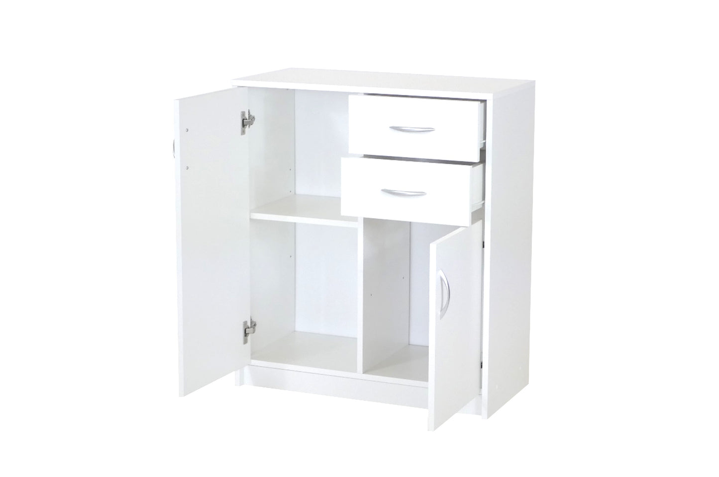 Kommode mit 2 Schubladen, schmal in weiß, Highboard Sideboard Mehrzweckschrank Schrank Schlafzimmer